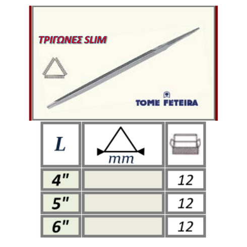Slim Triangular File FETEIRA Portugal Dimensions